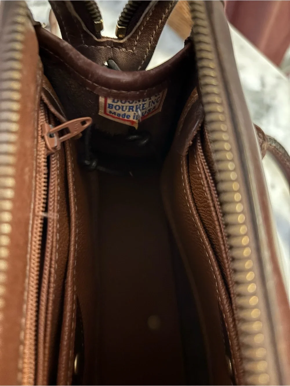 Vintage Dooney and Bourke Brown Leather Satchel Handbag